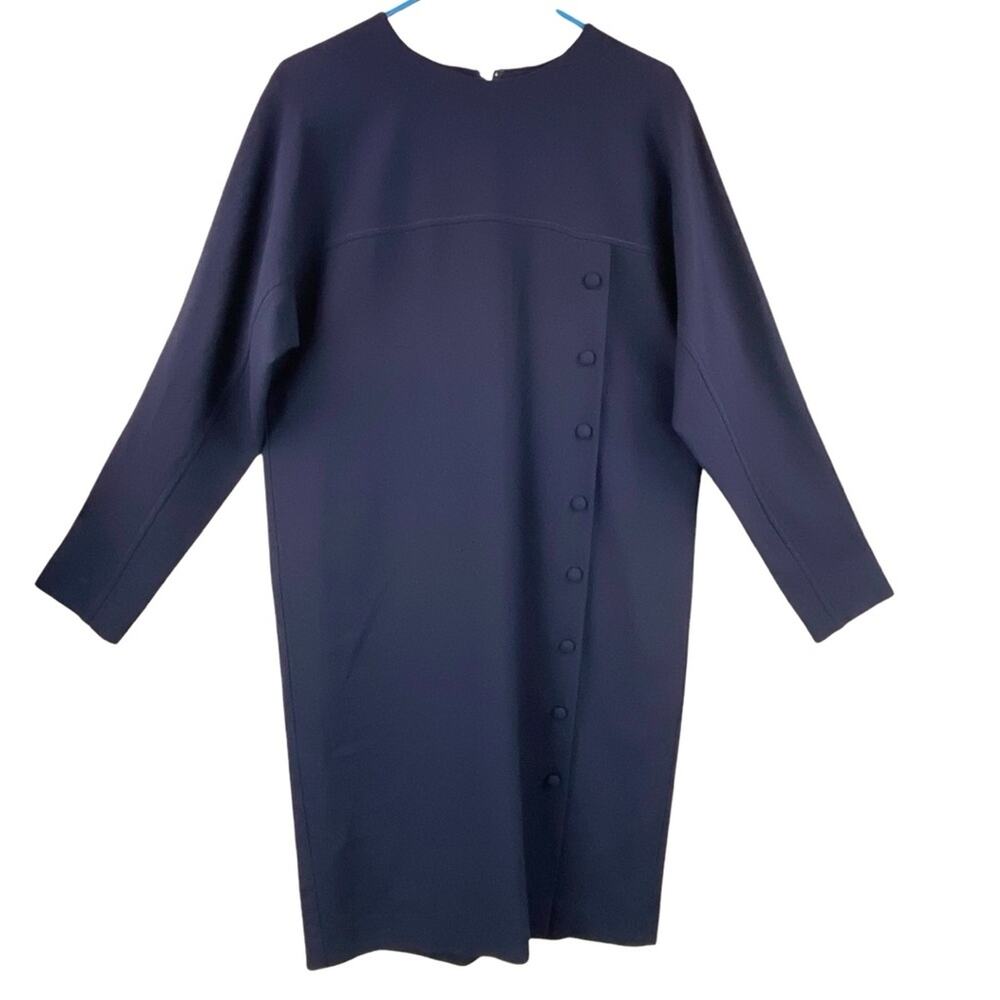 Vintage Talbots Navy Shift Midi Dress Size 10 Office Career